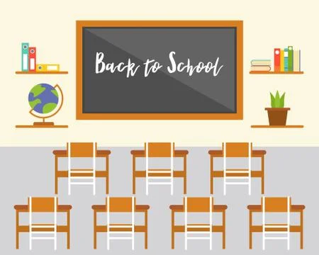 Classroom, back to school background theme, flat design Illustrazione stock