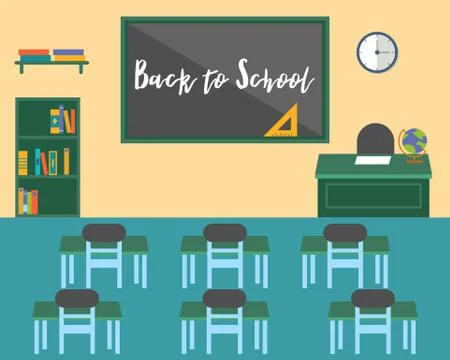 Classroom, back to school background theme, flat design Stock Illustration