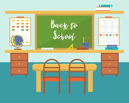 Classroom, back to school background theme, flat design Illustrazione stock