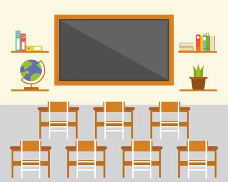 Classroom, back to school background theme, flat design Illustrazione stock