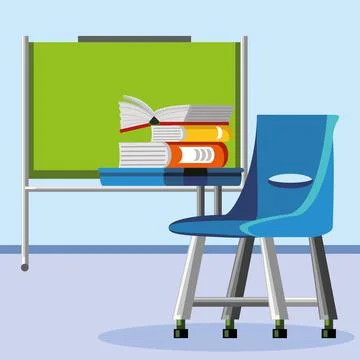 Classroom board with chair 스톡 일러스트