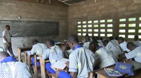 CLASSROOM CEILING FANS - TILT DOWN TO STUDENTS AND TEACHER Stock Footage 60115965
