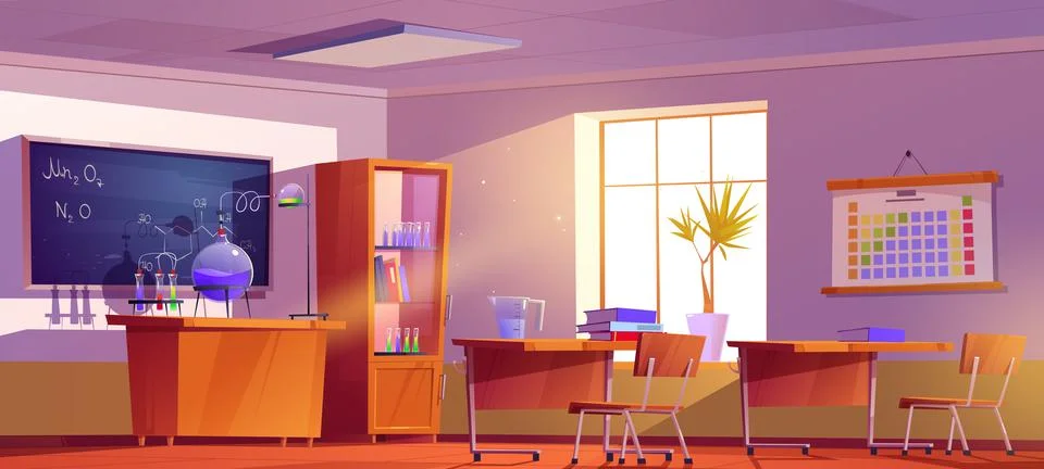 Classroom for chemistry learning in school Stock Illustration