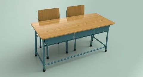Classroom Desk Double 3D Model