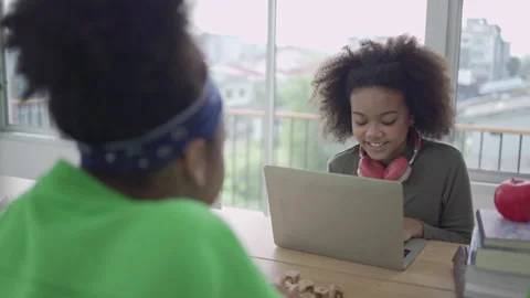 Classroom with diverse learners doing activities together.Two black students  Stock Footage 196263707
