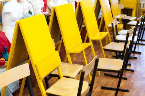 Classroom with easels Stock Photos