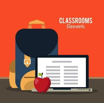 Classroom elements cartoon Stock Illustration