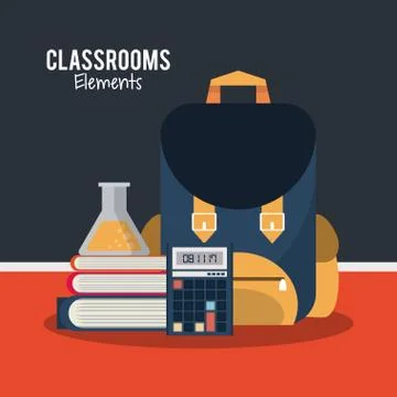 Classroom elements cartoon Stock Illustration