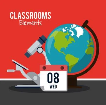 Classroom elements cartoon イラスト素材