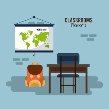 Classroom elements design Stock Illustration