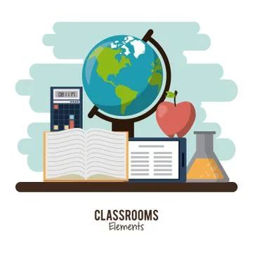 Classroom elements design Stock Illustration
