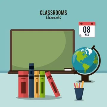 Classroom elements design Stock Illustration