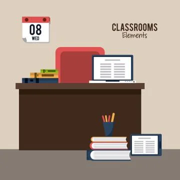Classroom elements design Stock Illustration