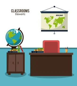 Classroom elements design Stock Illustration