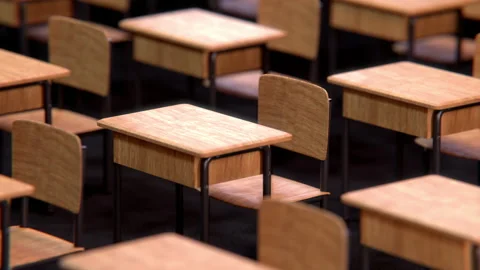 Classroom with empty desks. Looped video Video stock 143170641
