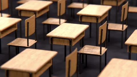 Classroom with empty desks. Looped video Video stock 143374696