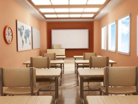 Classroom with empty seats Stock Illustration