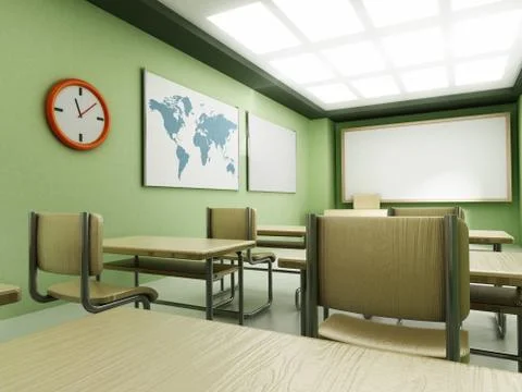 Classroom with empty seats Stock Illustration