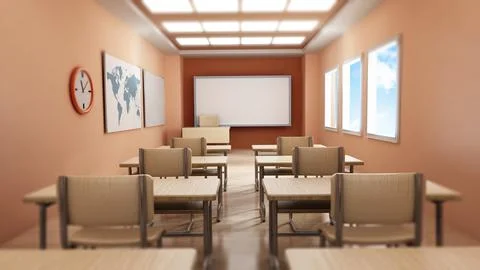 Classroom with empty seats Stock Illustration