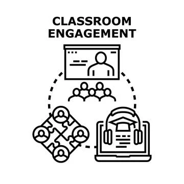 Classroom engagement concept with diverse students learning Stock Illustration
