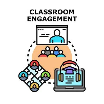 Classroom engagement concept with diverse students learning Stock Illustration