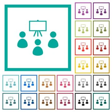 Classroom flat color icons with quadrant frames Stockillustratie