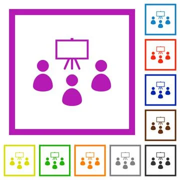 Classroom flat framed icons Stock Illustration