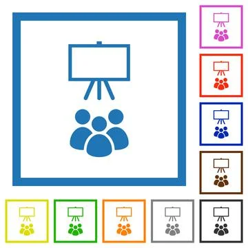 Classroom flat framed icons Stockillustratie