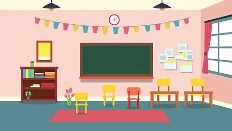 Classroom Fun Learning Space for Kids Stock Illustration