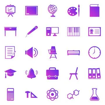 Classroom gradient icons on white background Stock Illustration