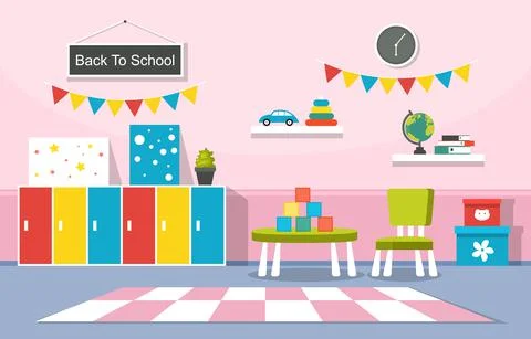 Classroom Interior Education Elementary Kindergarten Children School Illustra Illustrazione stock