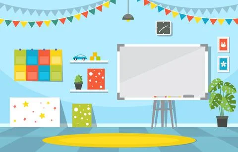 Classroom Interior Education Elementary Kindergarten Children School Illustra Stock Illustration