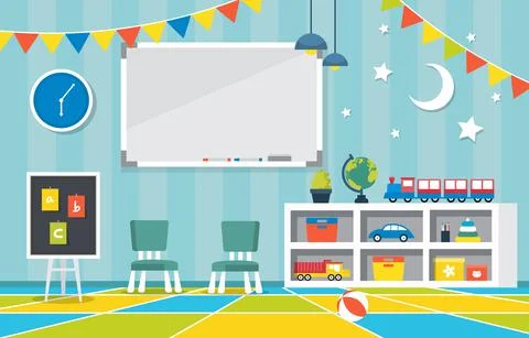 Classroom Interior Education Elementary Kindergarten Children School Illustra Stock Illustration