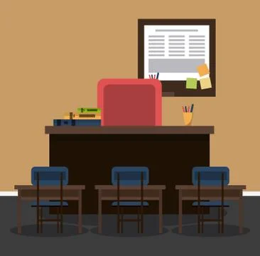 Classroom interior room Stock Illustration