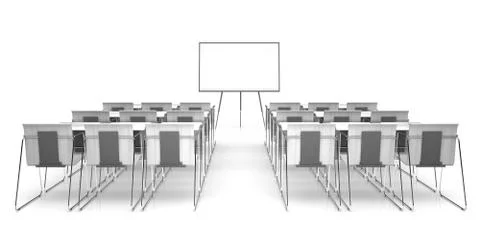 Classroom isolated on white background 3D renderimg Stock Illustration