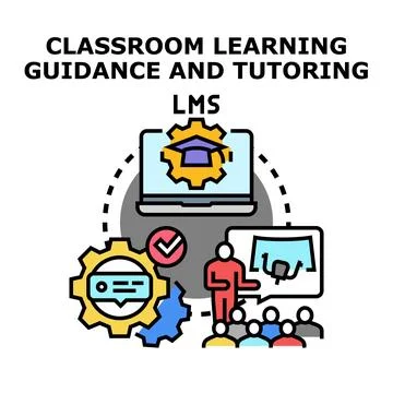 Classroom learning and online tutoring guidance system Stock Illustration