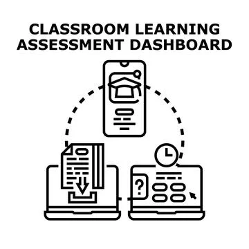 Classroom learning assessment dashboard for digital education Stockillustratie