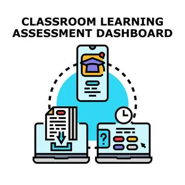 Classroom learning assessment dashboard for digital education Stock Illustration