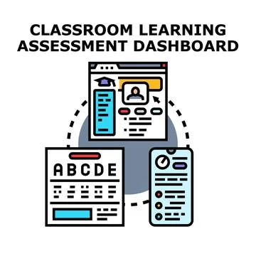 Classroom learning assessment dashboard for online education Illustrazione stock