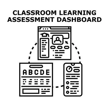 Classroom learning assessment dashboard for online education Stock Illustration