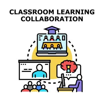 Classroom learning collaboration concept vector illustration Stock Illustration