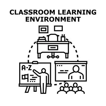 Classroom learning environment teaching education system イラスト素材