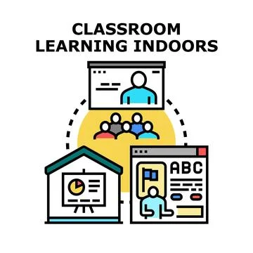 Classroom learning indoors and distance education concept Ilustración de archivo