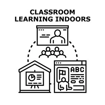 Classroom learning indoors and distance education concept Ilustración de archivo