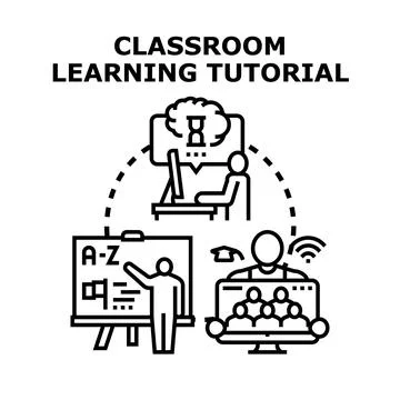 Classroom learning tutorial concept developing online education Stockillustratie