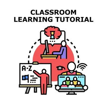 Classroom learning tutorial concept developing online education Stockillustratie