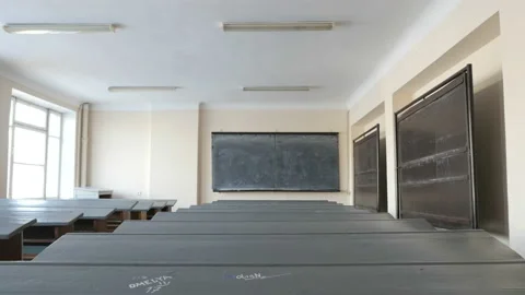 Classroom, lecture hall with disadvantage of state funding. Stock Footage 88101139