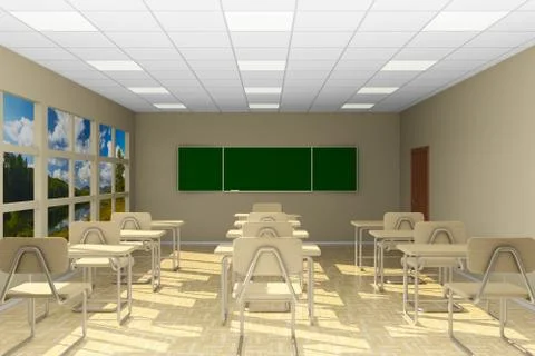 Classroom for lessons and training. 3d illustration Stock Illustration