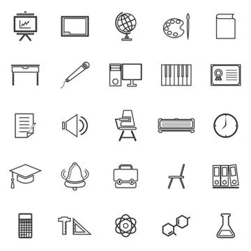 Classroom line icons on white background Stock-Illustration