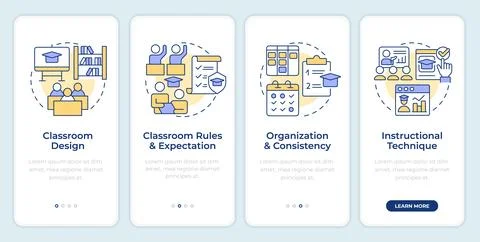 Classroom management components onboarding mobile app screen Stock Illustration